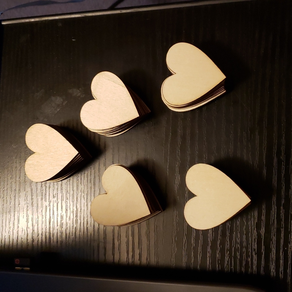 50 1in wood hearts